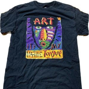 Vintage 90's Fred Babb Art It's My Native Tongue T-Shirt Medium shirt tee